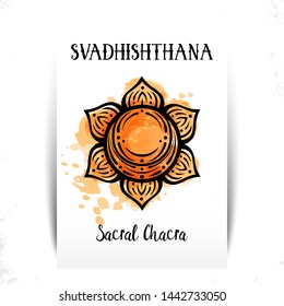 Second chakra illustration vector of Svadhishthana.The second chakra. Esoteric symbol of the center of sexual energy.