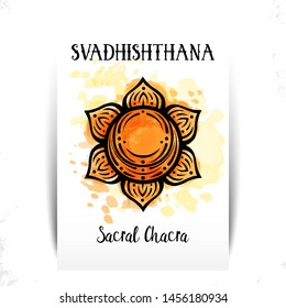 Second chakra illustration vector of Svadhishthana.The second chakra. Esoteric symbol of the center of sexual energy.
