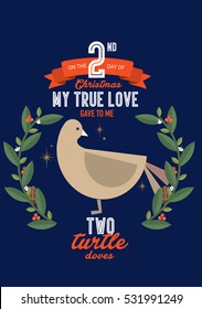 the second day of the twelve days of christmas template vector/illustration -two turtle doves