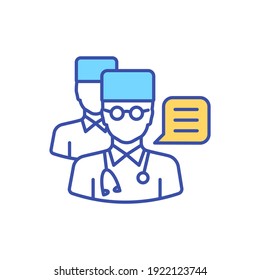 Second doctor option RGB color icon. Talk to physician. Hospital consultation. Online clinic appointment. Healthcare service. Telehealth communication for patients. Isolated vector illustration