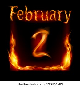 Second February in Calendar of Fire. Icon on black background