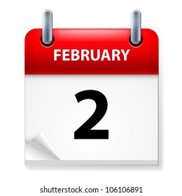 Second February in Calendar icon on white background