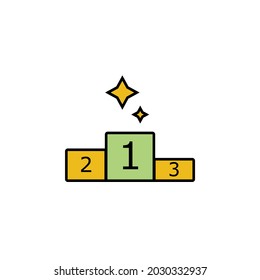 segundo, primero, tercero, campeones, ganadores línea de icono coloreado. Los signos, símbolos se pueden utilizar para web, logotipo, aplicación móvil, interfaz de usuario, UX