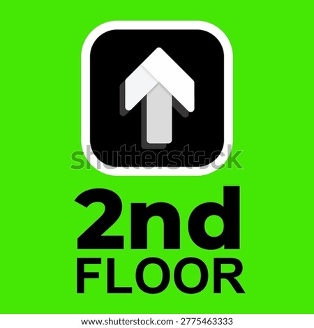 Second Floor 2nd Direction Sign with Up Arrow