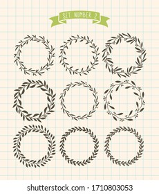 Second floral leafy wreath vector set collection