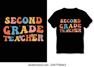 Second grade  teacher  Retro wavy Teacher t shirt ,Teachers day  t shirt
