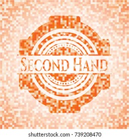 Second Hand abstract orange mosaic emblem with background