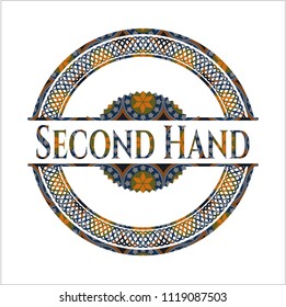 Second Hand arabesque style emblem. arabic decoration.