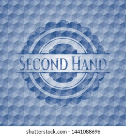 Second Hand blue emblem with geometric background. Vector Illustration. Detailed.