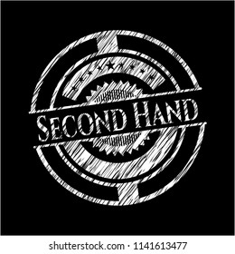 Second Hand chalk emblem written on a blackboard