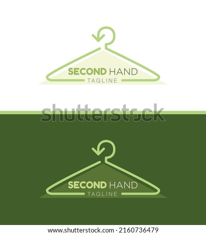 Second hand clothing logo template, thrift store logotype, flea market clothes vector icon design, thrift garments branding, isolated on background.