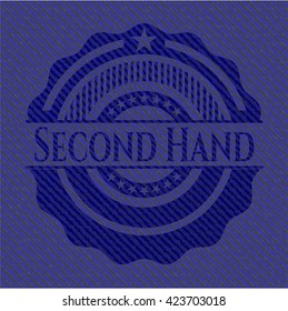 Emblema de segunda mano con fondo de alta calidad denim
