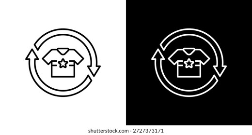 Icono de segunda mano contorno blanco y negro.