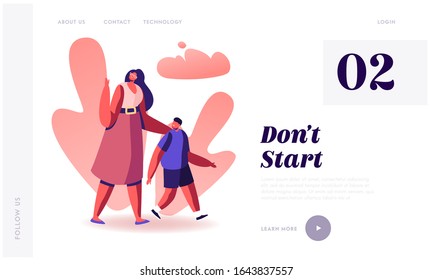 Second Hand Passive Smoking Social Problem Website Landing Page. Angry Woman Walking with Son Yelling on People Smoke in Public Place, Unhealthy Habit Web Page Banner. Cartoon Flat Vector Illustration
