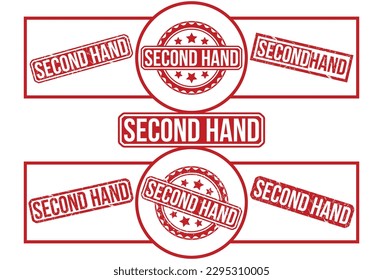 Second Hand red rubber stamp on white background. Second Hand Rubber Stamp set.
