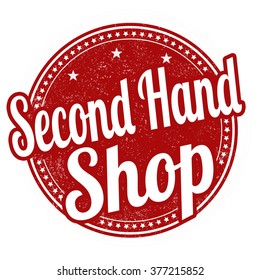 Second hand shop grunge rubber stamp on white background, vector illustration