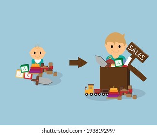 Second Hand Toys For Sales When The Child Grow Older Vector