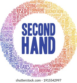 Second hand vector illustration word cloud isolated on a white background.