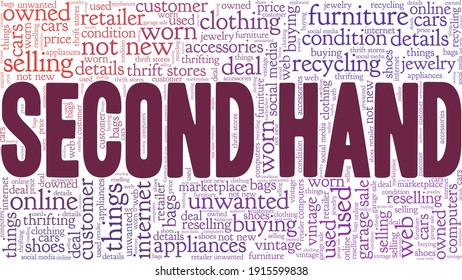 Second hand vector illustration word cloud isolated on a white background.