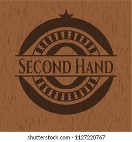 Second Hand wooden emblem. Retro