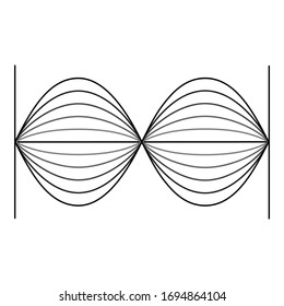 Second Harmonic Standing Wave Icon Vector. Two Loop.