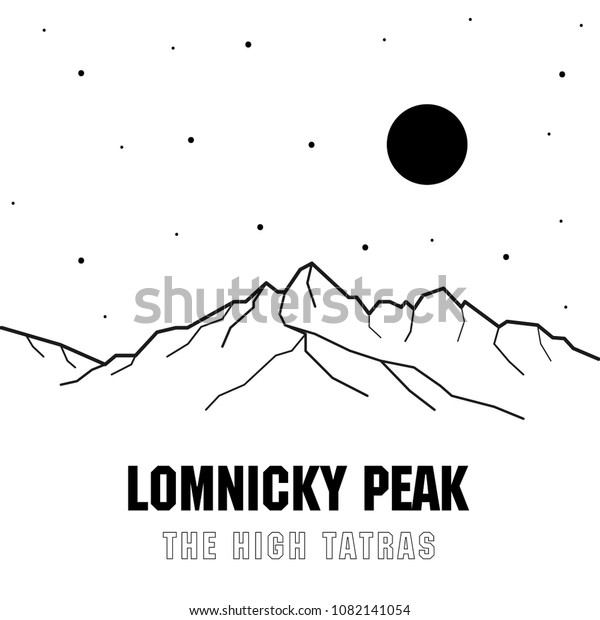 高いタトラスの2番目に高い山 ロムニッキーの山 スロバキアの山 ヨーロッパ 山のベクター画像白黒イラスト のベクター画像素材 ロイヤリティフリー
