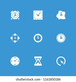 Second icon. collection of 9 second filled icons such as wall clock, sundial, clock, stopwatch. editable second icons for web and mobile.