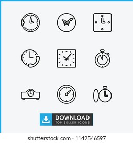 Second icon. collection of 9 second outline icons such as clock, wall clock. editable second icons for web and mobile.