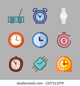 second icon set. vector set about timer, alarm clock, wristwatch and clock icons set.