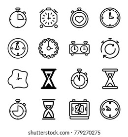 Second icons. set of 16 editable outline second icons such as hourglass, stopwatch, clock