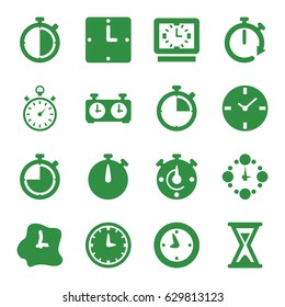 Second icons set. set of 16 second filled icons such as stopwatch, hourglass, clock