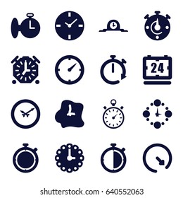 Second icons set. set of 16 second filled icons such as clock, stopwatch