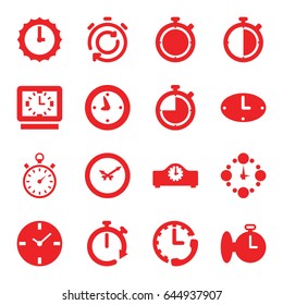 Second icons set. set of 16 second filled icons such as stopwatch, clock, wall clock