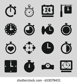 Second icons set. set of 16 second filled icons such as stopwatch, wall clock