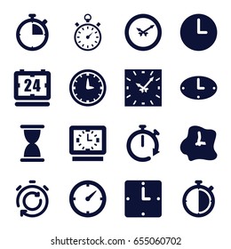 Second icons set. set of 16 second filled icons such as clock, stopwatch, wall clock