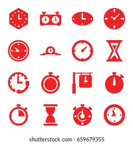 Second icons set. set of 16 second filled icons such as clock, hourglass, wall clock