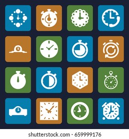 Second icons set. set of 16 second filled icons such as stopwatch, clock