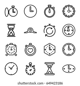 Second icons set. set of 16 second outline icons such as stopwatch, hourglass, clock