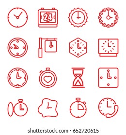 Second icons set. set of 16 second outline icons such as stopwatch, clock, wall clock, sundial