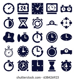 Second icons set. set of 25 second filled icons such as clock, stopwatch, hourglass