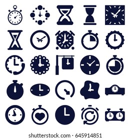 Second icons set. set of 25 second filled icons such as stopwatch, hourglass, clock, wall clock