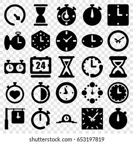 Second icons set. set of 25 second filled icons such as stopwatch, hourglass, clock