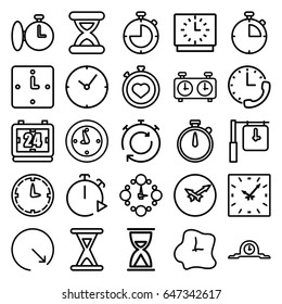 Second icons set. set of 25 second outline icons such as stopwatch, hourglass, clock