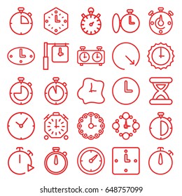 Second icons set. set of 25 second outline icons such as clock, hourglass, wall clock, sundial