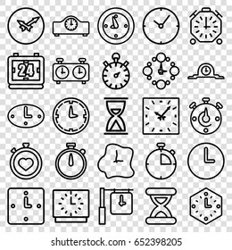 Second icons set. set of 25 second outline icons such as stopwatch, clock, hourglass