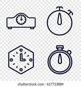Second icons set. set of 4 second outline icons such as wall clock, clock