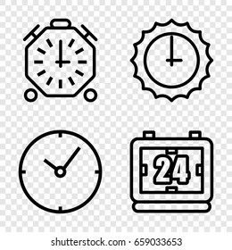 Second icons set. set of 4 second outline icons such as sundial, clock