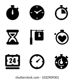 Second icons. set of 9 editable filled second icons such as stopwatch, clock