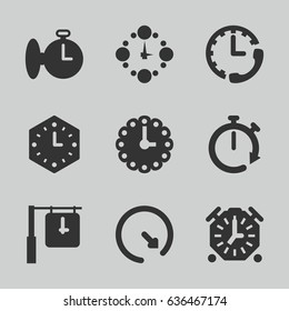 Second icons set. set of 9 second filled icons such as wall clock, stopwatch