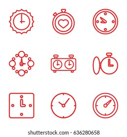 Second icons set. set of 9 second outline icons such as stopwatch, clock, wall clock